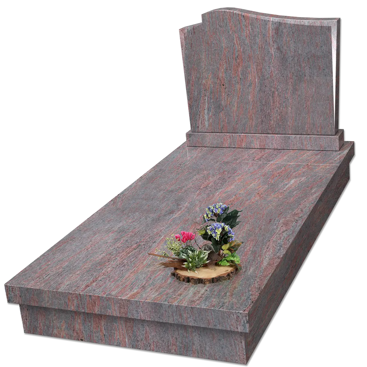 Monument coffret avec dalle + base avec sa stèle en Rosabella