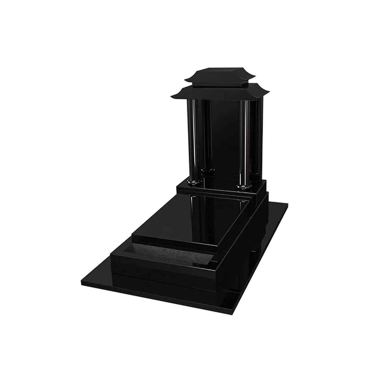 Monument Chinois modèle pagode avec colonnes en Noir Fin 