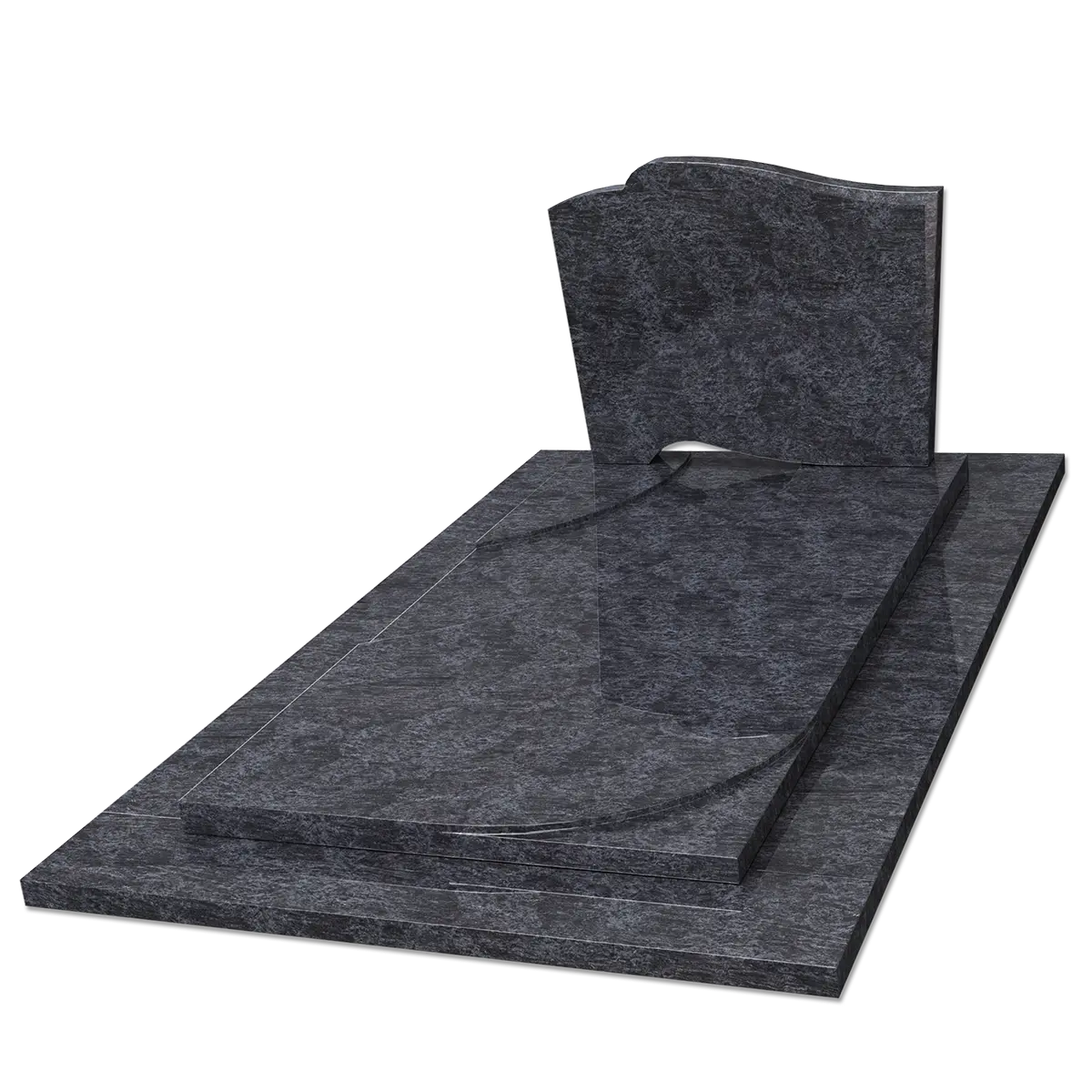 Monument avec tombale en décaissé arrondi en Mass Blue