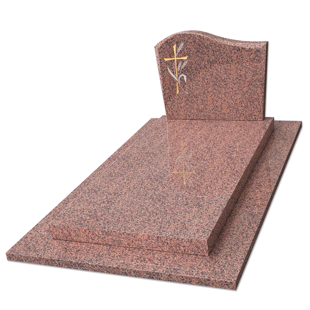 Monument avec tombale + stèle en rose clarté