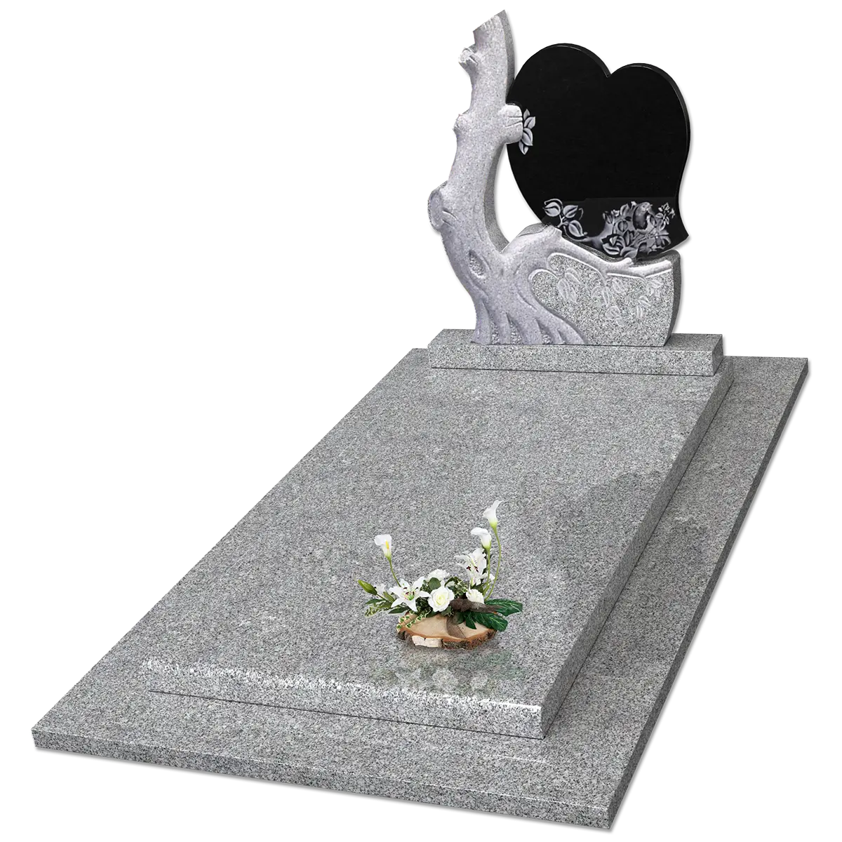 Monument avec arbre sculpté et cœur en Tarn Moyen et Noir Fin