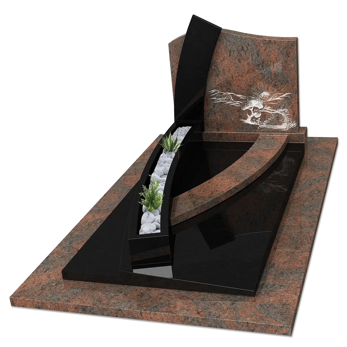 Monument bicolore avec grande jardinière en Multicolor et Noir Fin