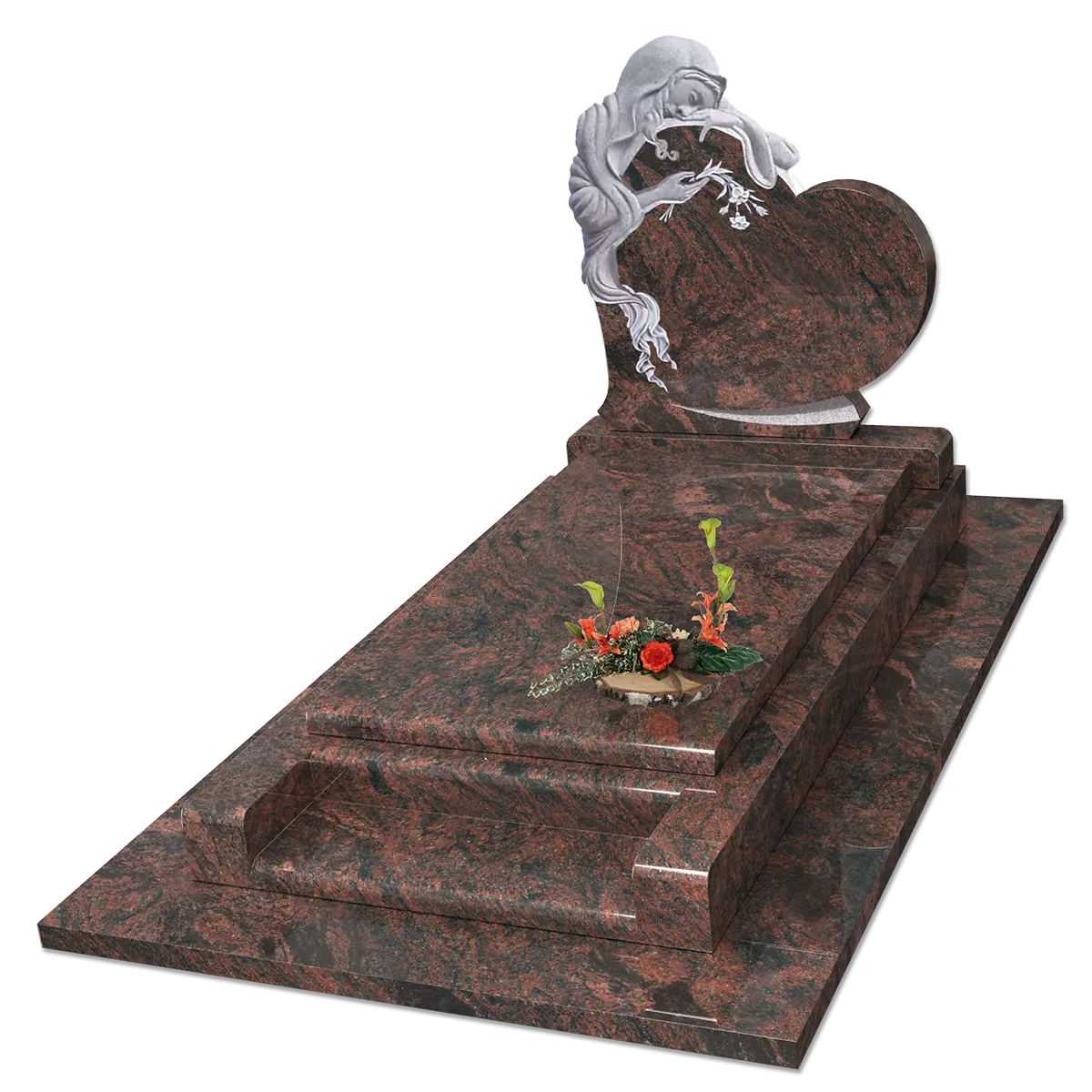 Monument avec stèle vierge entrelacée sur un cœur en Aurora