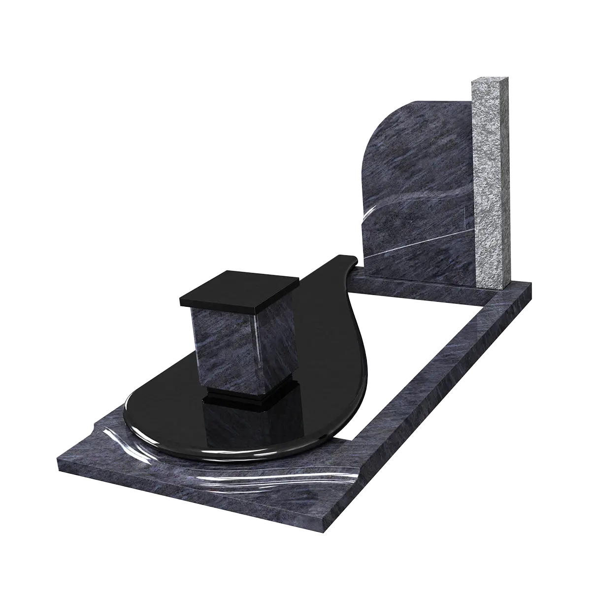 Monument 1 case urne en Noir Fin + Mass Blue Royal et pilier en Tarn Flammé