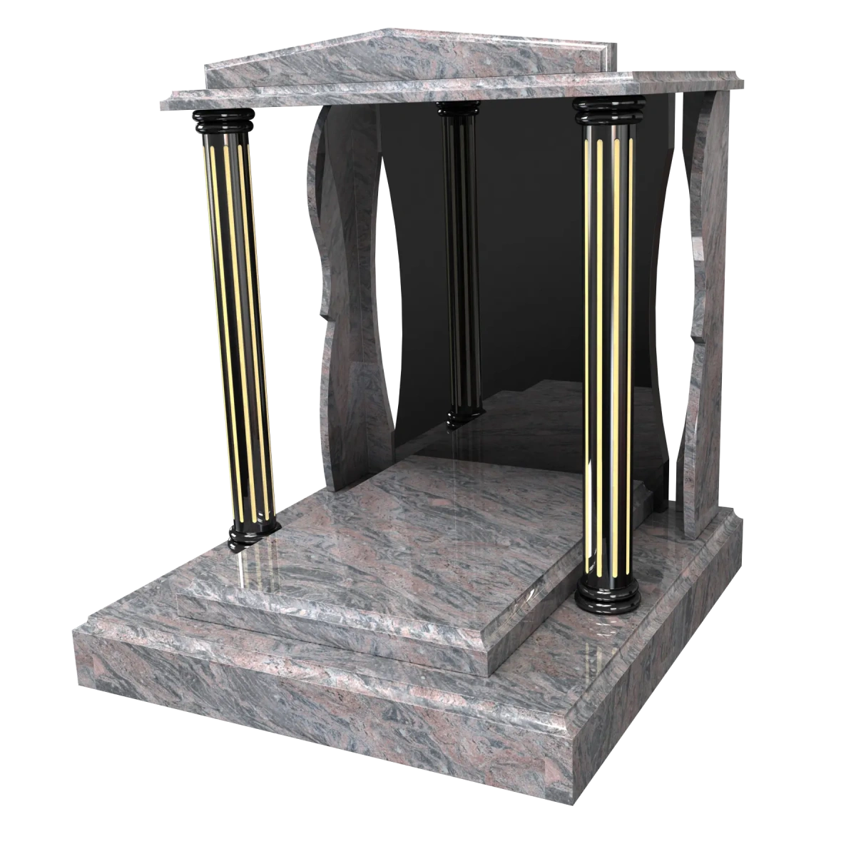 Chapelle 2 colonnes avec cannelures en sablé or