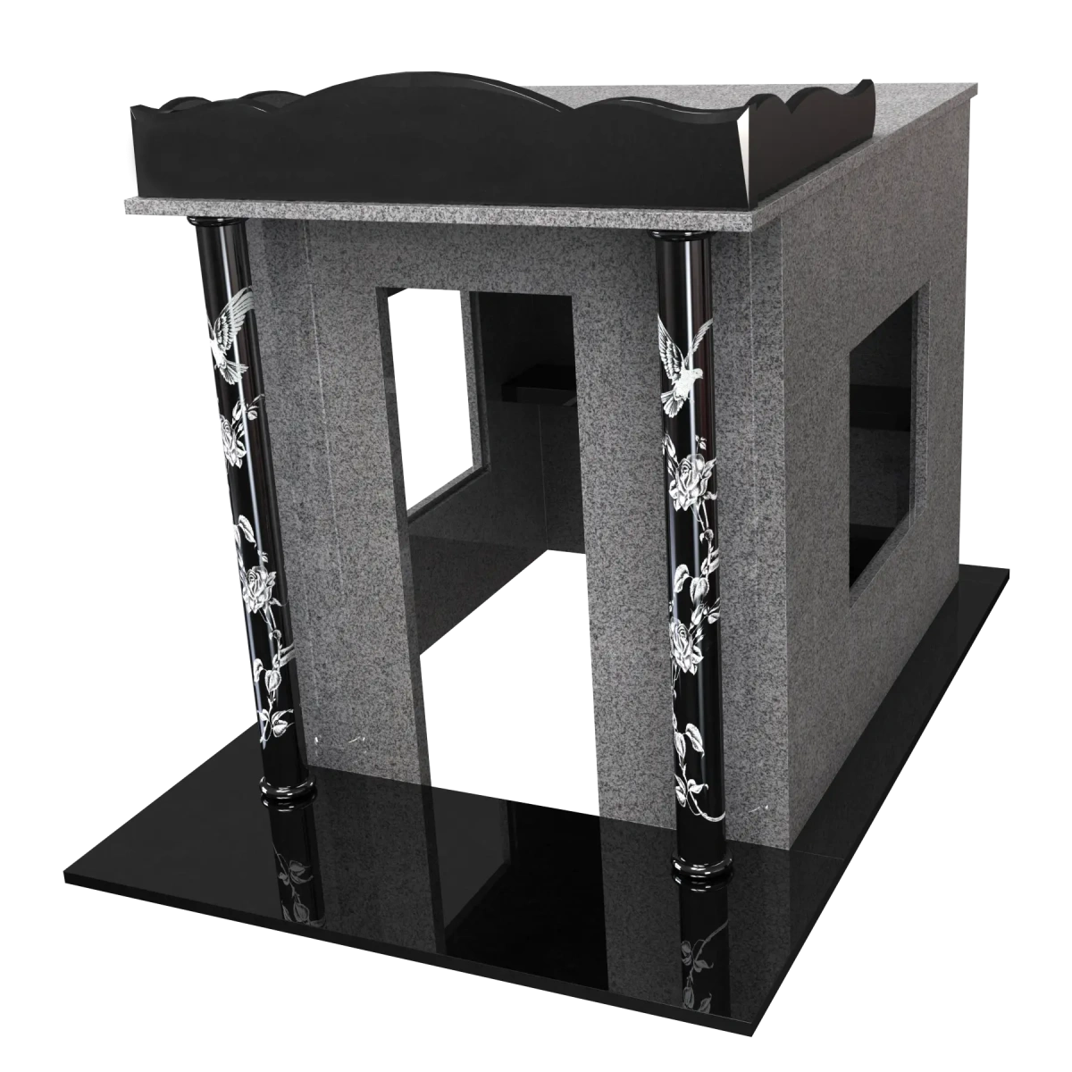 Chapelle 2 colonnes avec fronton forme travaillée et chanfreins