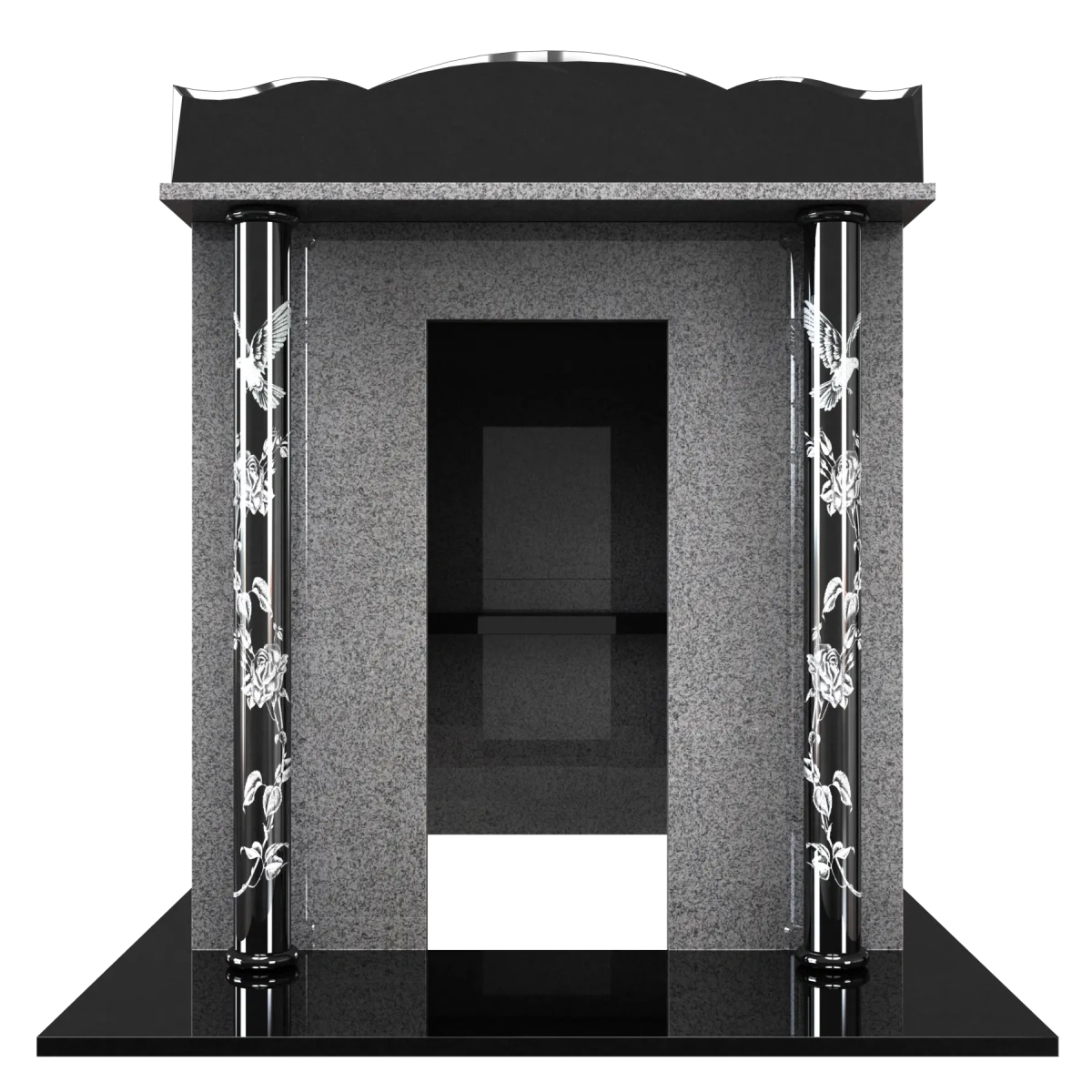 Chapelle 2 colonnes avec fronton forme travaillée et chanfreins