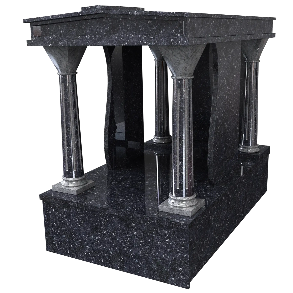 Chapelle 4 colonnes avec 2 parevents et stèle rectangulaire