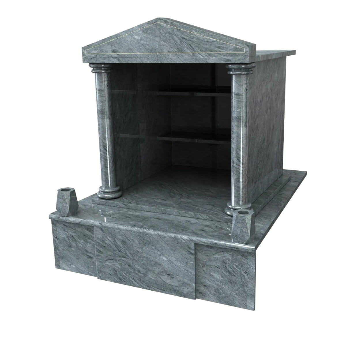 Chapelle 2 colonnes et 2 vases en Kuppam Green