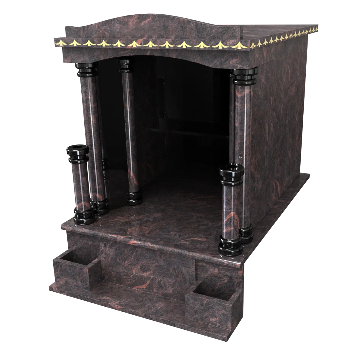 Chapelle 4 grandes colonnes et 2 petites avec toits motif or 22 carats