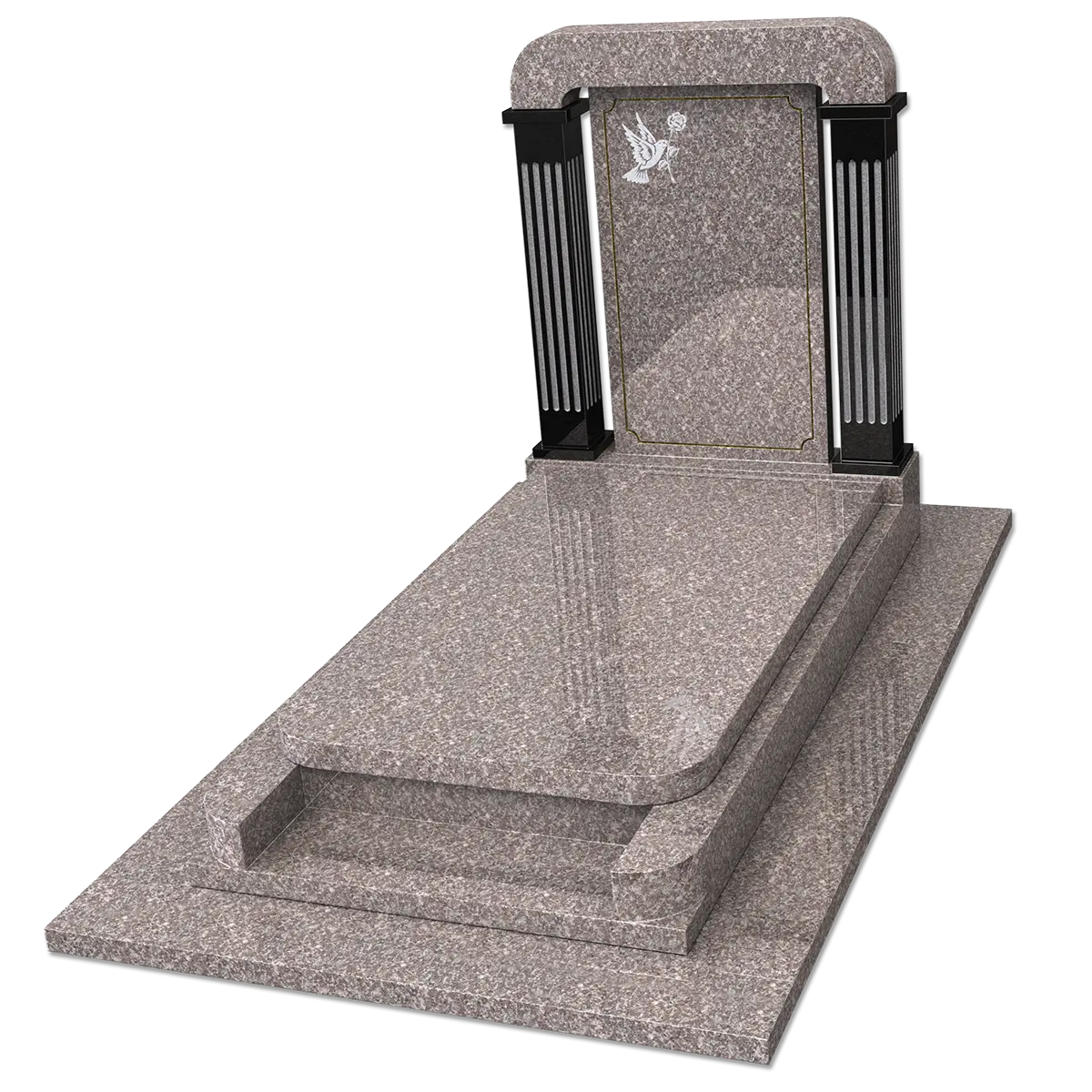 Petite chapelle 5 pièces prie Dieu avec colonnes carrées avec ciselures en Marron Perlé et Noir Fin